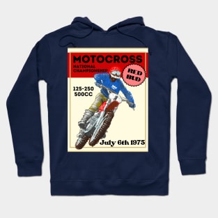 Vintage Motorcycle Motocross Red Bud 1975 Hoodie